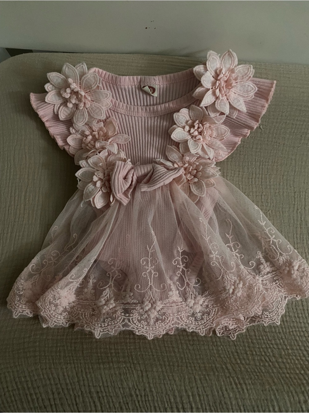 Pink Floral Lace Baby Girl Dress